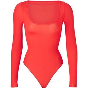 SKIMS JELLY SHEER LONG SLEEVE BODYSUIT | POPPY
